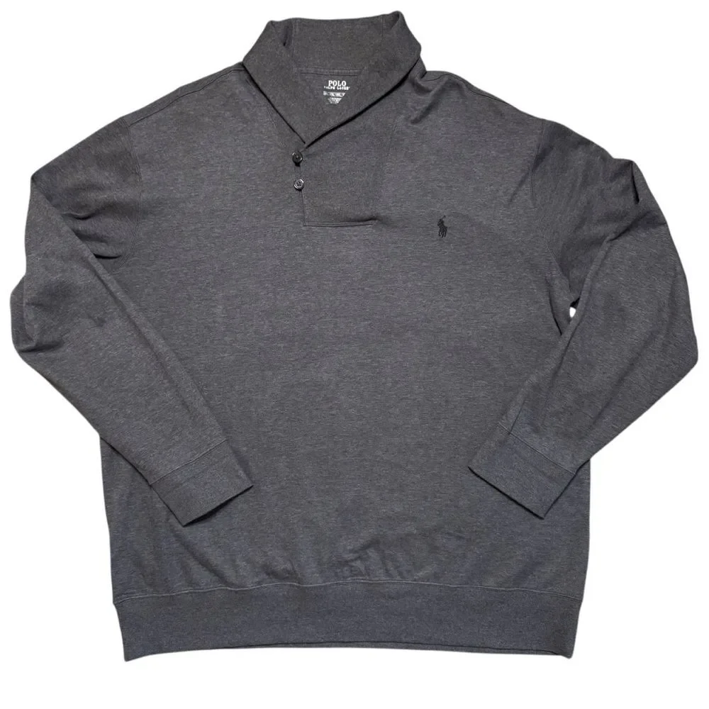 Polo Ralph Lauren Men's Big & Tall Luxury Jersey Shawl-Collar Pullover Navy 2XLT